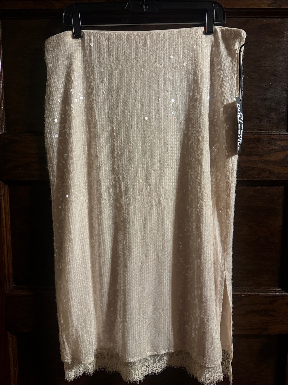 Future Collective  Sequin Lace-Trim Skirt NWT